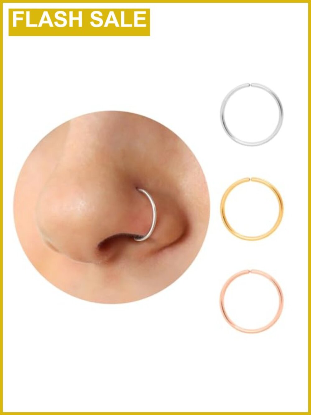925 Sterling Silver Thin Nose Ring Hoop 22g 24g 20g Tiny Piercing Jewelry 5-10mm